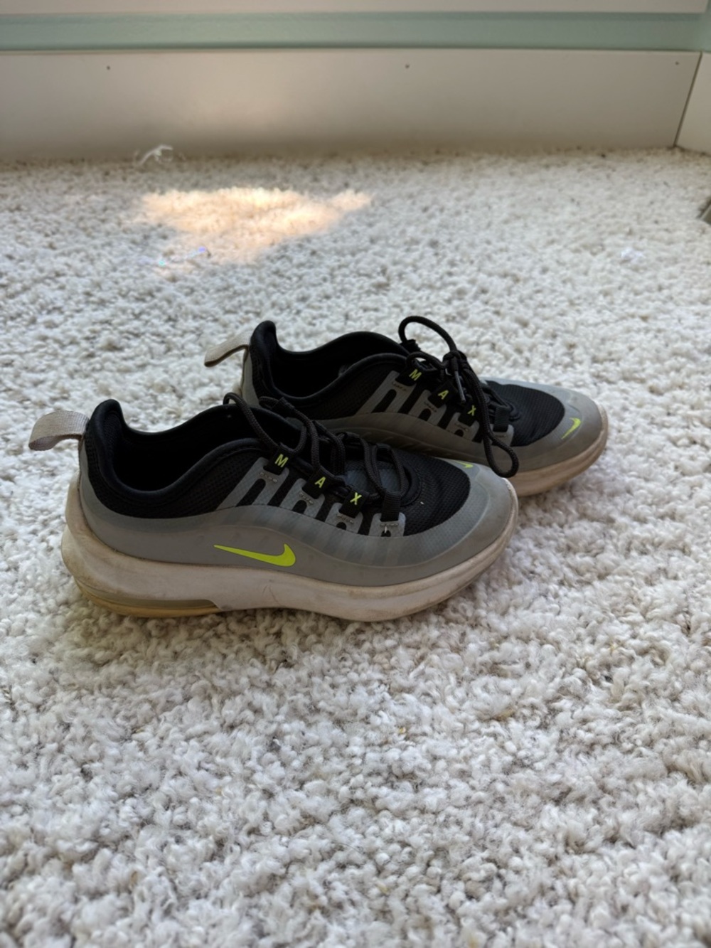 Nike Grey and Black Sneakers with Neon green Swoosh